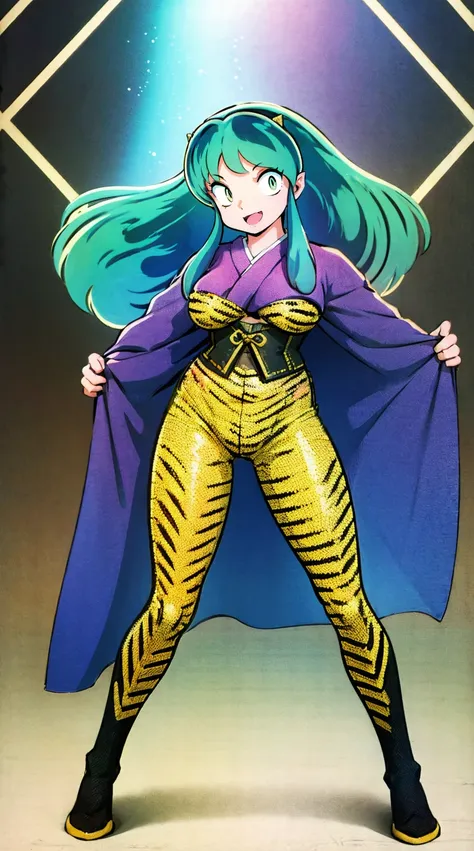 masterpiece, best quality,, corset, breastplate,lum, , urusei yatsura, cloak, pants, pullover kimono,martial pov,, pantyhose, sh...