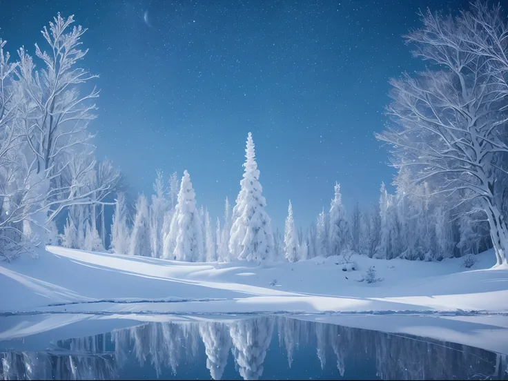 rime ice, moonlight, snowy mountains, frozen branches, shimmering crystals, tranquil stillness, ethereal glow, cold beauty, lunar glow, silver shadows, mystical atmosphere, winter wonderland, frozen landscape, delicate icicles, glistening snow, crisp air, ...