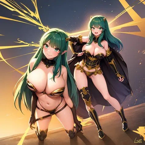 lum. bikini, curvy, huge breast, bimbo,masterpiece, best quality,, corset, breastplate,lum, , urusei yatsura, cloak, pants, pullover kimono,martial pov,, pantyhose, sharpteeth, standing,smile, matial art,, full body, boots , , pullover,martial pov,god rays...