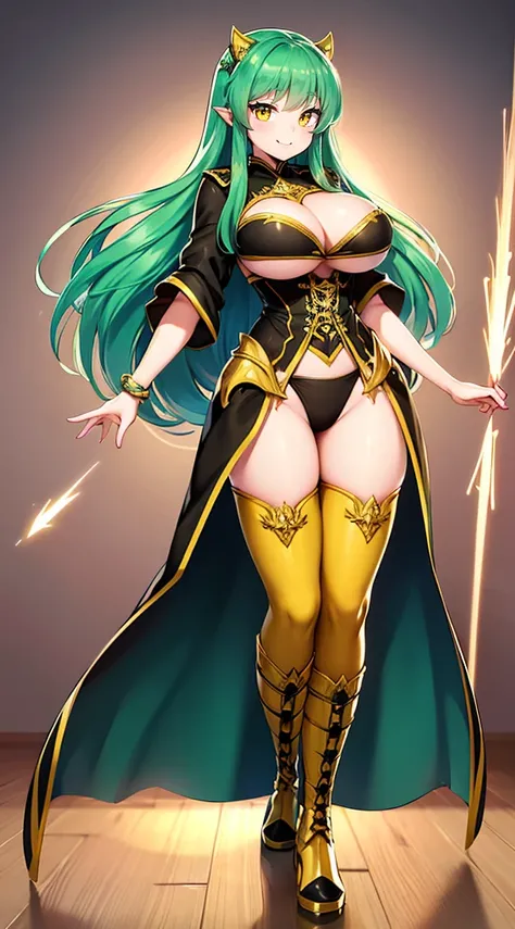 lum. bikini, curvy, huge breast, bimbo,masterpiece, best quality,, corset, breastplate,lum, , urusei yatsura, cloak, pants, pullover kimono,martial pov,, pantyhose, sharpteeth, standing,smile, matial art,, full body, boots , pant, medium breast, pants, pul...