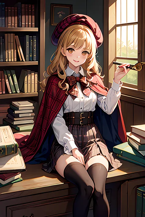 anime artwork (masterpiece,best quality,highres:1.2), extremely delicate and beautiful,detailed wallpaper,Natural Volumetric Lighting And Best Shadows,fashi-girl,
1girl,yellow wavy hair,glowing red eyes,(Medieval detective:1.2), solo,
((brown:1.2) leather ...