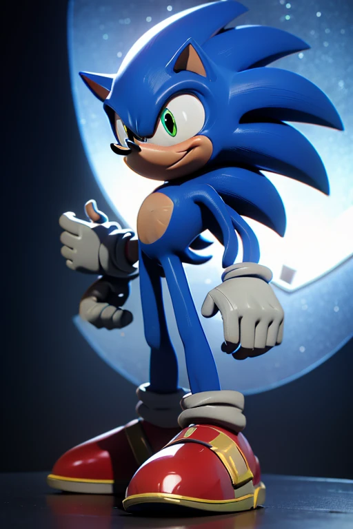 (((ida cintura pra cima))),  Sonic the hedgehog posando para si mesmo, folded arms, Comic scene, Front view, Olhos verdes detalhados, da cintura para cima, wearing super marios hat