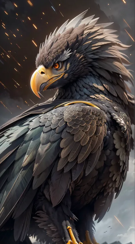 (best quality,4k,8k,highres,masterpiece:1.2),ultra-detailed,(realistic,photorealistic,photo-realistic:1.37),man-eagle,strong,mighty,sexy,predator,brutal,illustration,ruggedness,masculinity,fierce,feathers,sharp claws,powerful beak,piercing eyes,broad wings...