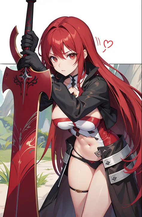 Menina do anime com cabelo vermelho segurando uma espada e uma espada, Rias Gremory, female redhead templar, Erza Scarlet como uma pessoa real, Arte Zerochan, com espada grande, menina anime sedutora, (menina anime), badass anime 8 k, segurando uma espada ...