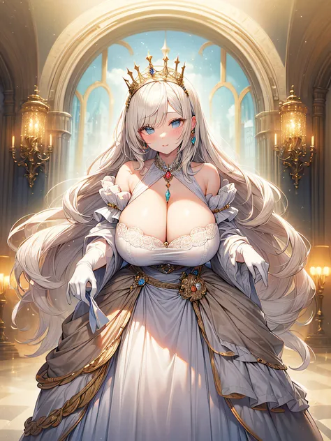 anime artstyle,Masterpiece,(Best Quality), (Super Detail),(Very Delicate and Beautiful),(Solo),((full body portrait)),full body,full body portrait,(detailed face and eyes),jewel-like beautiful eyes,(absolutely gorgeous ruffled rococo ballgown dress decorat...