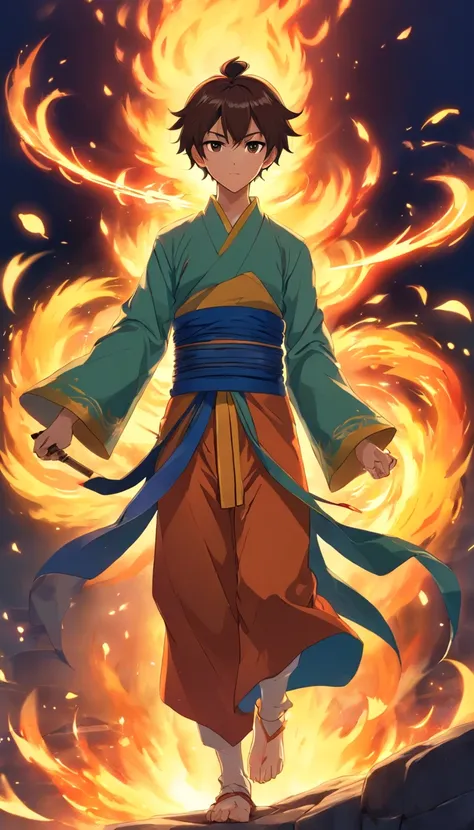 I don’t want to draw King Ming, Buddhist king of Ming Dynasty, Just like ancient warriors。Wearing flames and flames that mainly cover body parts。I have a sword in my hand。