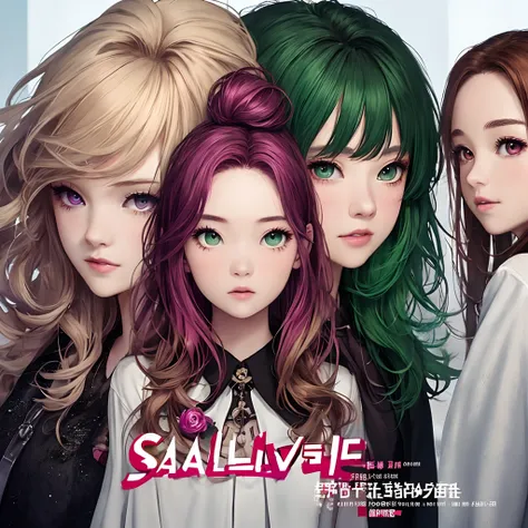 movie poster. one girl with magenta hair and dark green eyes. one girl with blonde and brown hair and brown eyes. the title is ‘sailorriver’