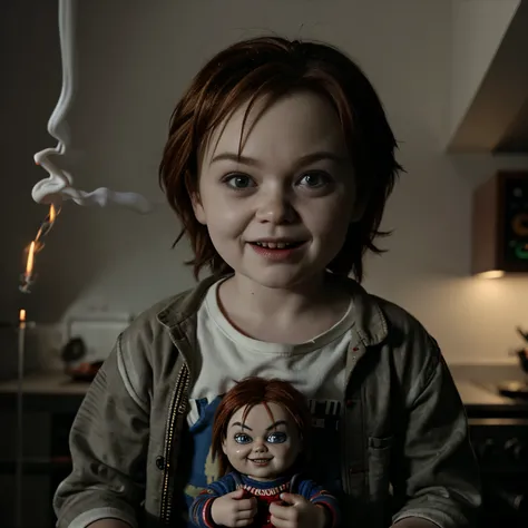 Chucky from cult of chucky smoking marijuana