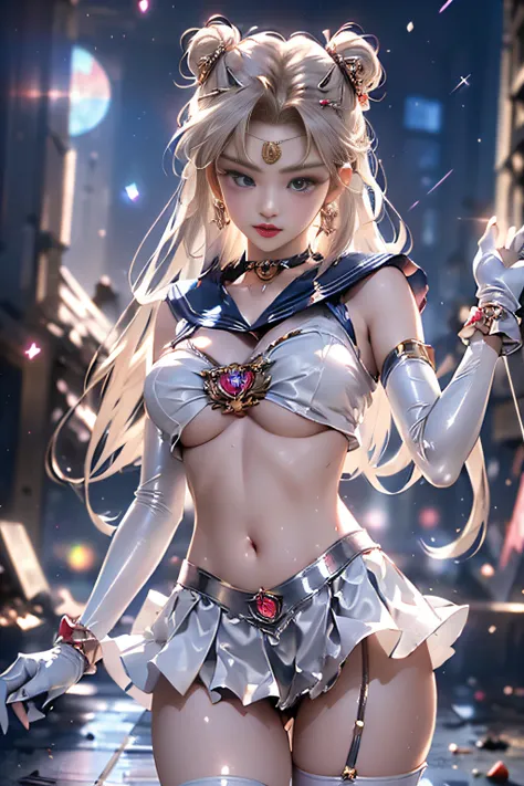 masutepiece, full: 1.3, to stand, 8K, 。.。.3D, Realistic, Ultra Micro Photography, of the highest quality, Wallpapers with extreme details CG Unity 8K, From below, Intricate details, (NSFW:1.2),(1 female), 28 years old, (meishaonv,Sailor Moon,tiarra, Sailor...