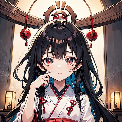 teens girl　Black hair　shrine maiden　bill　Exorcism Stick　kawaii faces