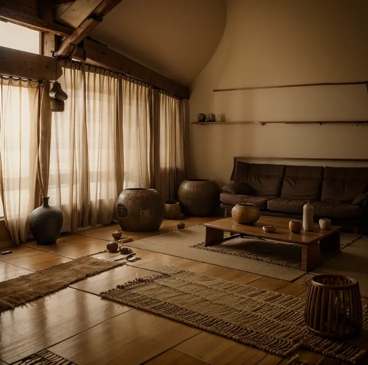 Wabi sabi livingroom interior