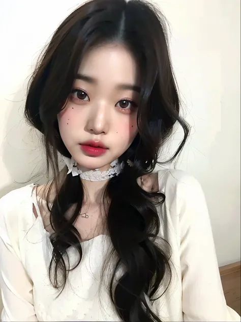 un primer plano de una mujer con una corbata alrededor del cuello, ulzzang, Joven y adorable rostro coreano, Rasgos de la cara coreana, Wan adorable cara coreana, maquillaje coreano popular, maquillaje popular de Corea del Sur, Jinyoung Shin, Chica coreana...