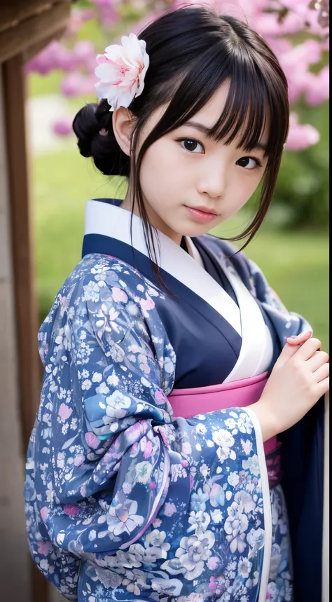 Best-quality, Masterpiece, Ultra-High-Resolution, (Photorealistic:1.4), Raw-Photo, Extremely-Details, Perfect-Anatomy, 1girl, 12-years-old, the most popular Japanese idol, ((wearing only gorgeous KIMONO)), upturned extremely beautiful , extremely cute face...