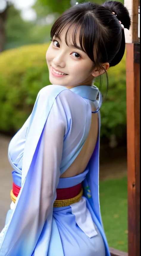 Best-quality, Masterpiece, Ultra-High-Resolution, (Photorealistic:1.4), Raw-Photo, Extremely-Details, Perfect-Anatomy, 1girl, the most popular Japanese idol, ((wearing only gorgeous KIMONO)), upturned extremely beautiful ass, extremely cute face like a ver...