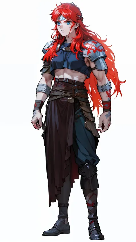 boadicea, ((red-haired warrior viking ghost)))with gothic armor and rune tattoos on her face and blooming blue eyes, 4k