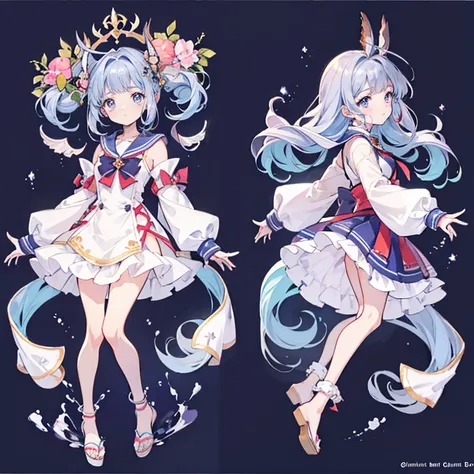 CharacterDesignSheet、full body Esbian、Marineswear、Wear a dress、Bright girl、Granblue Fantasy