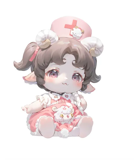 sheep horns ,Lolita prostitute, cute character, , Shaoli&#39;s slim loli figure,lalafell, small loli girl, 2d，Two-dimensional，，Celluloid，k hd，8K，cute big breasts，Little nurse，the doctor，nurses