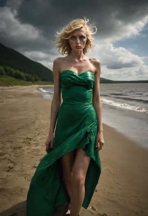 Photo Awarded for Best Quality Masterpiece Topless Woman Freckled Face Blond Blonde Windblown Emerald Eyes Strapless Dress Modern by Jeremy Lipkin by Antonio J.. Manzanedo by lee jeffries Nikon D850 film stock photography 4 camera kodak portra 400 lens f1....