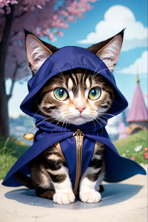 draw me a cartoon male cat wearing a cloak with the linux logo --auto --s2