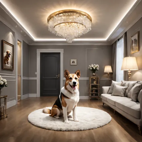 (tmasterpiece, super detailing, high detal, Best quality at best, 8K, liveroom, Home lighting), (doggy, Large dogs)