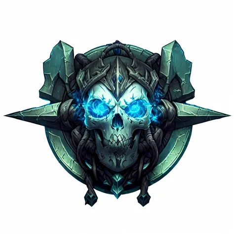 Blue skull，There is a star on the head, Protoss, deathknight, Lich, Protoss!!!!, Protoss!!, deathknight, Spiked gears of war skulls, Blizzarding, lich king, fantasy skull, Lock down the legion, lich king, Severe JPEG artifacts, Divine Chaos Engine, Stylize...