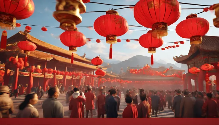 Very beautiful Chinese New Year 3D rendering，Dynamic representation, Vivid effects and details，Superior image quality，A high resolution