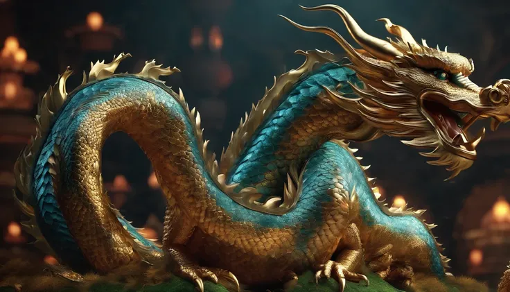 Very beautiful Year of the Dragon 3D rendering，Dynamic representation, Vivid effects and details，Superior image quality，A high resolution