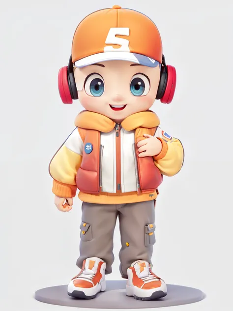 the only person， schoolboy，travel background，The stands up，ssmile，Full body lesbian，malefocus，baseball cap，Earphone，Trip