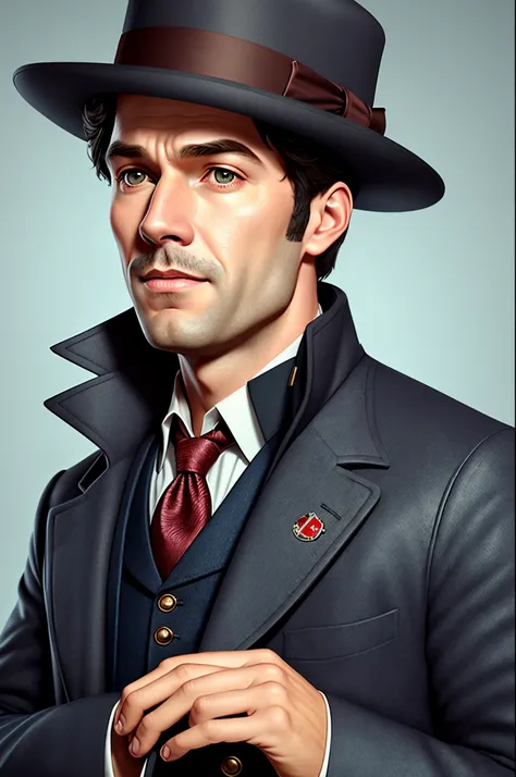 (cbzbb:1.25), portrait of the cutest illustration of Detective Sherlock Homes, artstation, CGI_Animation,