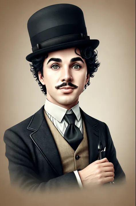 (cbzbb:1.25), portrait of the cutest illustration of Charlie Chaplin, artstation, CGI_Animation,