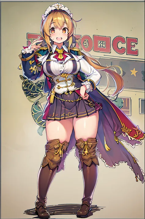 (masutepiece, Best Quality:1.2), Cowboy Shot, Solo, 1girl in, alicia melchiott, Smile, Looking at Viewer, arms folded, Twin-tailed, Head dress, Military uniform, neck tie, thighs thighs thighs thighs