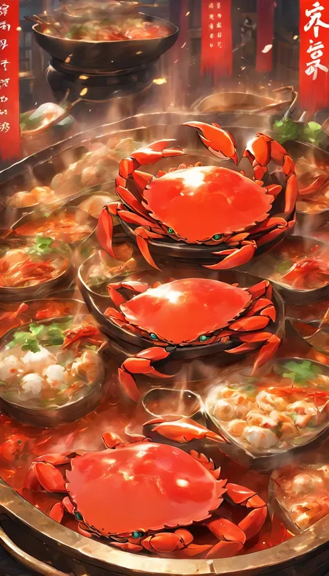 Traditional Chinese metropolitan crab and chili oyster hot pot