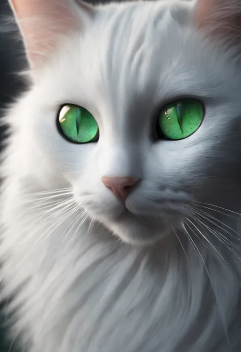 Cartoon cat with blue eyes and green eyes，Cats，White hair，cute-style