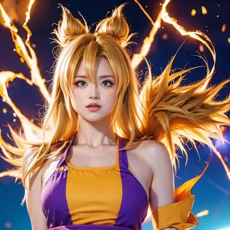 super saiyan girl, kamehameha, hightquality