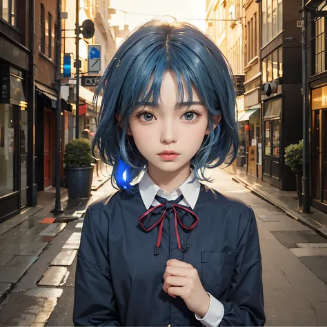 Realistic, ryo yamada, ultra detail, masterpiece, high quality, blue hair