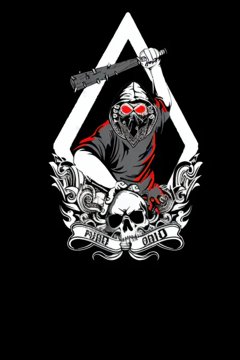 a close-up of a person holding a guitar in a diamond, estilo de hydro74, skull design for a rock band, Ceifador Punk Grim, design de tshirt de metal pesado, design de tshirt, Arte digital escura, mas detalhada, papel de parede do telefone, arte oficial alt...