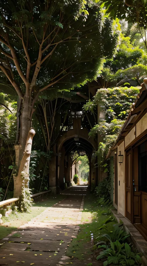 A utopian city, chamada Eldoria, is hidden in a dense forest, of tall trees, luz filtrada. Sua arquitetura tem pedras luminosas, madeira resplandecente, cristais, intricate patterns. The houses have ethereal bridges, air connection, caminhos elelevados. It...