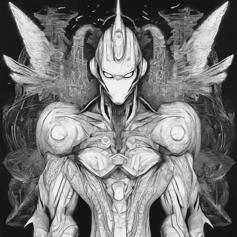 [ Amazing | astounding | delicated ] Ultraman frontal portrait ，[Visually inspect the audience] （Best quality， tmasterpiece）， 1人，combat scene， City smoke background，（Lines are clear but complex），Ultra-clear image quality，32K，long-focus。