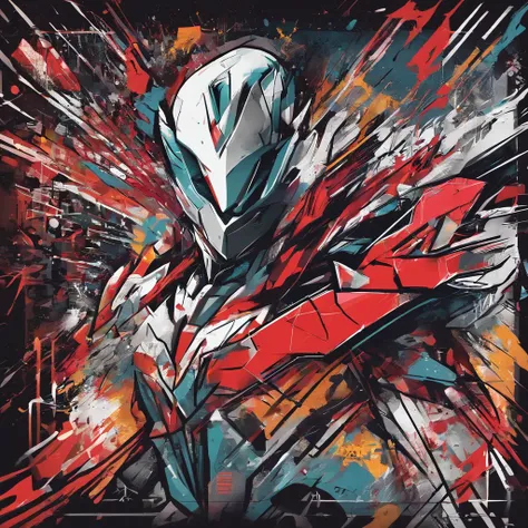 [ Amazing | astounding | delicated ] Ultraman frontal portrait ，[Visually inspect the audience] （Best quality， tmasterpiece）， 1人，combat scene， City smoke background，（Lines are clear but complex），Ultra-clear image quality，32K，long-focus。