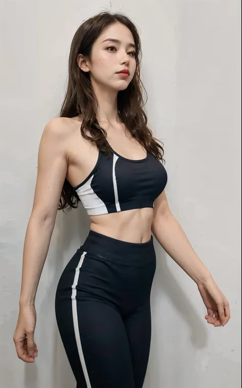 a woman in a black sports bra top and leggings, Esporte bom, sport bra and shorts, sports bra, detailed sports bra, roupas esportivas fofas, two piece workout clothes, sport bra and shirt, brassier, encaixar, Encaixe figura delicada, topo de corte, Topo de...