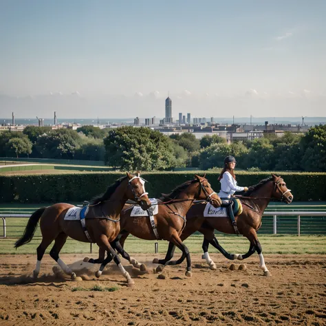 Champ de courses de chevaux (montrer la vue globale)