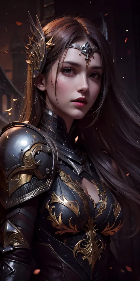 beauty girl in darker full armor