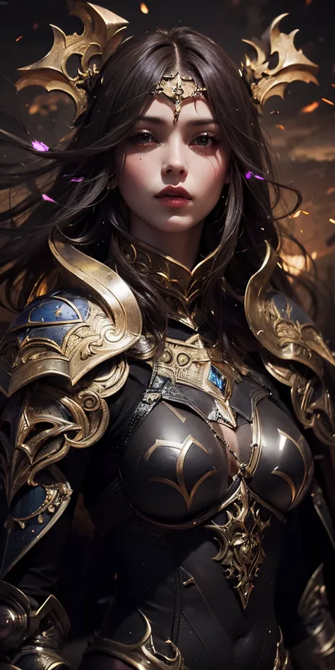 beauty girl in darker full armor, ultra detailed artistic photography midnight aura