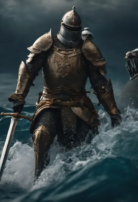 armor sinking into the sea、The sword、armor floating in the sea、The sword、Sinking into the sea、s Armor、The sword、wheels、wheels、a person、person sinking to the bottom of the sea、Armor、The sword