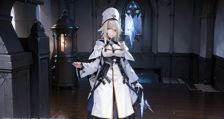 A woman wearing a white coat and blue scarf is singing, dressed like a cleric, final fantasy 14 style, cleric, pretty female cleric, female mage!, final fantasy 14 sharp, final fantasy 1 4 screenshot, Ferred - themed robes and hats, tranding on pxiv, Weari...