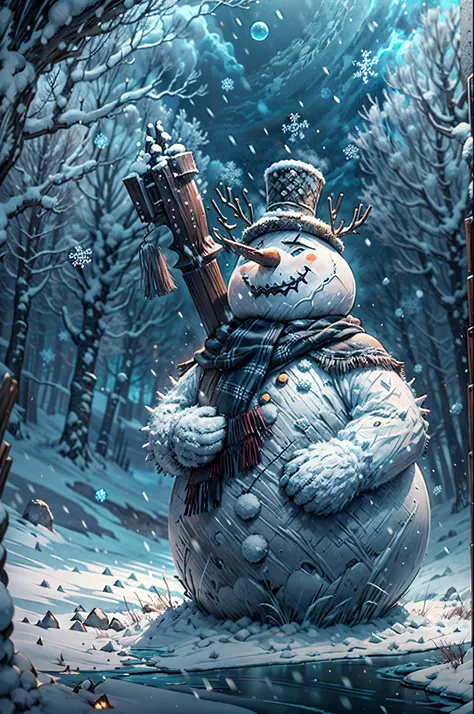 snowman boss,grandiose and majestic snowman,imposing and powerful snowman,dominant and formidable snowman,snowman with a command...