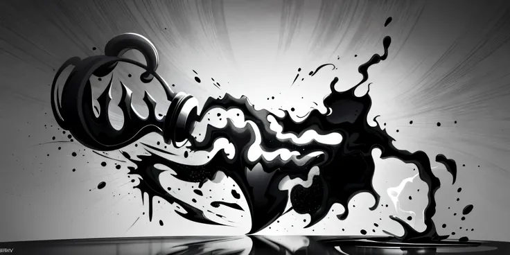 ((vector)), ((logo)), ((illustration)) black and white 2d line illustration of a alabaster vase pouring liquid, featured on pixabay, brush lines, ink splash, black ink outline, pouring, stylized silhouette, hokusai, ink outline, dark ink, potion, logo, liq...