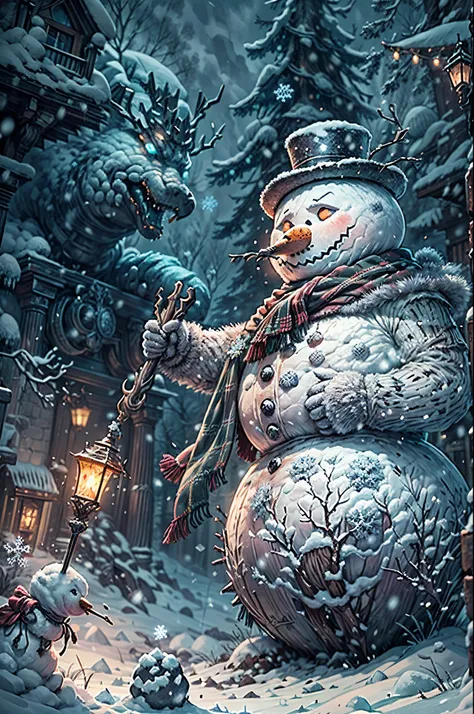 snowman boss,grandiose and majestic snowman,imposing and powerful snowman,dominant and formidable snowman,snowman with a commanding presence,villainous and menacing snowman,icy and chilling snowman,regal and noble snowman,defiant and fierce snowman,ice-cov...