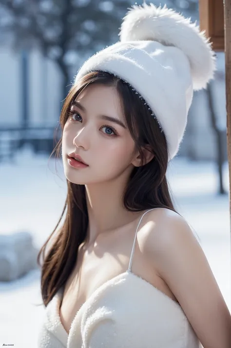 Beautiful caucasian girl, Realistic, Photorealistic, Highly detailed, half body shot, Smooth, sharp-focus, 8K High definition, insanely detailed, Intricate, elegant, art by artgerm, Snowy winter