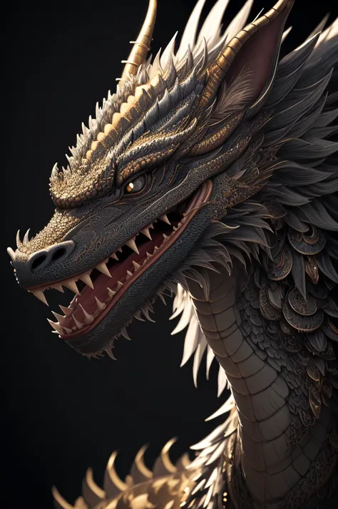 (best quality,ultra-detalhado,Realistic:1.37),a beautiful dragon from Japanese culture,forte,imponente,com uma cara assustadora,cuspindo fogo pela cena,traditional setting,estilo de arte tradicional,detalhes ornamentados,cores ricas,Contraste,Dark lighting...